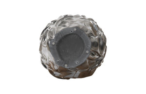 Phillips Collection Drape Sculptural Floor Planter in Metallic Silver Composite Resin with Fabric Fold Texture PH108836