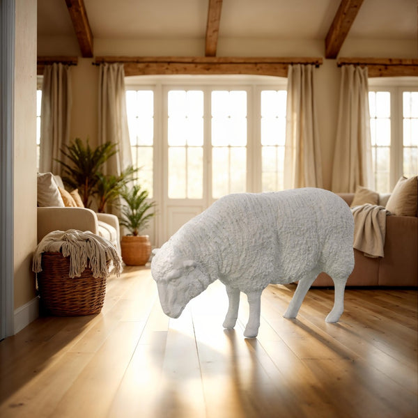 Phillips Collection Sheep Sculpture – Artisan-Crafted Whimsical Decor for Home and Garden, Indoor/Outdoor Accent Piece Gel Coat White PH109682