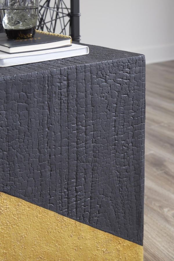 Phillips Collection Scorched Resin Side Table with Hand Applied Gold Leaf Finish for Eclectic Interiors PH110306