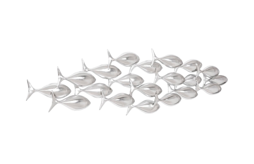 Phillips Collection School Of Fish Wall Art – Playful Dimensional Decor Celebrating Teamwork And Unity For Your Space Silver Resin Ph110576