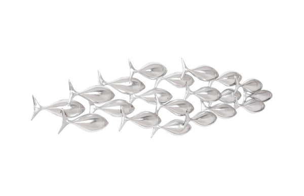 Phillips Collection School Of Fish Wall Art – Playful Dimensional Decor Celebrating Teamwork And Unity For Your Space Silver Resin Ph110576