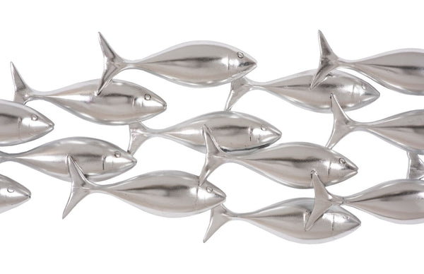 Phillips Collection School Of Fish Wall Art – Playful Dimensional Decor Celebrating Teamwork And Unity For Your Space Silver Resin Ph110576
