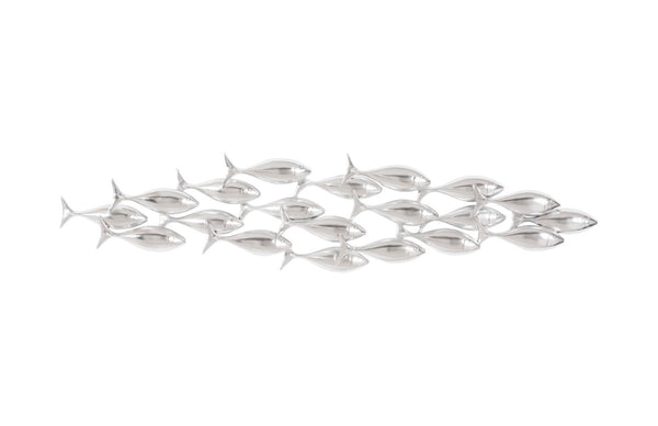 Phillips Collection School Of Fish Wall Art – Playful Dimensional Decor Celebrating Teamwork And Unity For Your Space Silver Resin Ph110576
