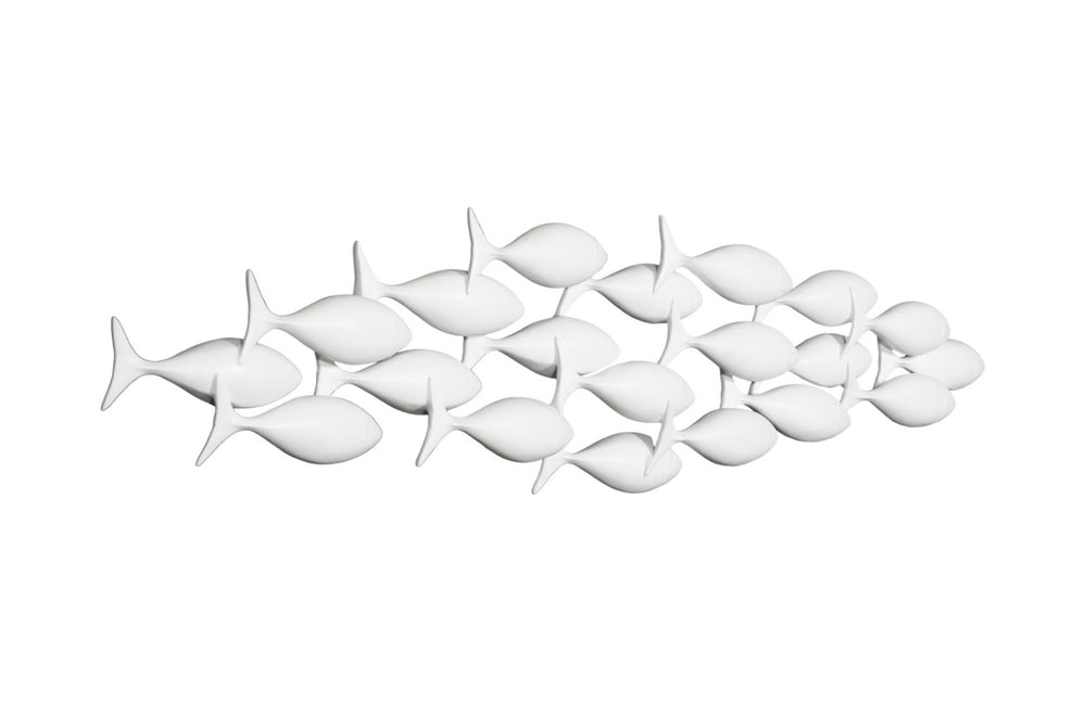 Phillips Collection School of Fish Wall Art - Artisan White Resin Sculpture for Modern Coastal Decor & Unique Spaces PH110577