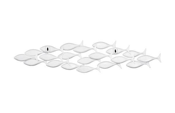 Phillips Collection School Of Fish Wall Art – Playful Dimensional Decor Celebrating Teamwork And Unity For Your Space White Resin Ph110577