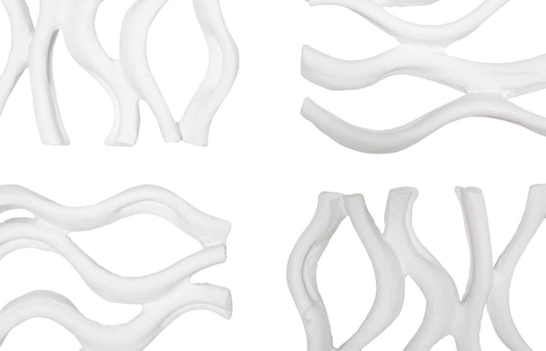 Phillips Collection Vine Wall Tile Set Of 4 - Handcrafted Matte White Nature-inspired Decor For Stylish Interiors White Resin Ph111552