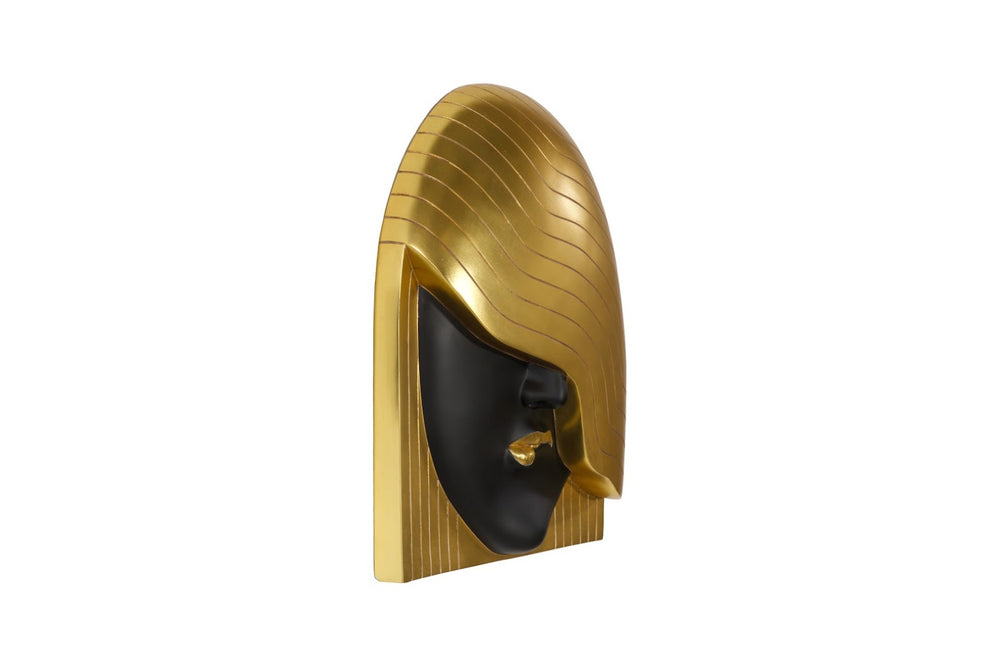 Phillips Collection Fashion Faces Wall Art – Bold Modern Sculpture in Luxe Gold Leaf and Matte Black for Elegant Spaces Her Left Wave, Black and Gold PH112030