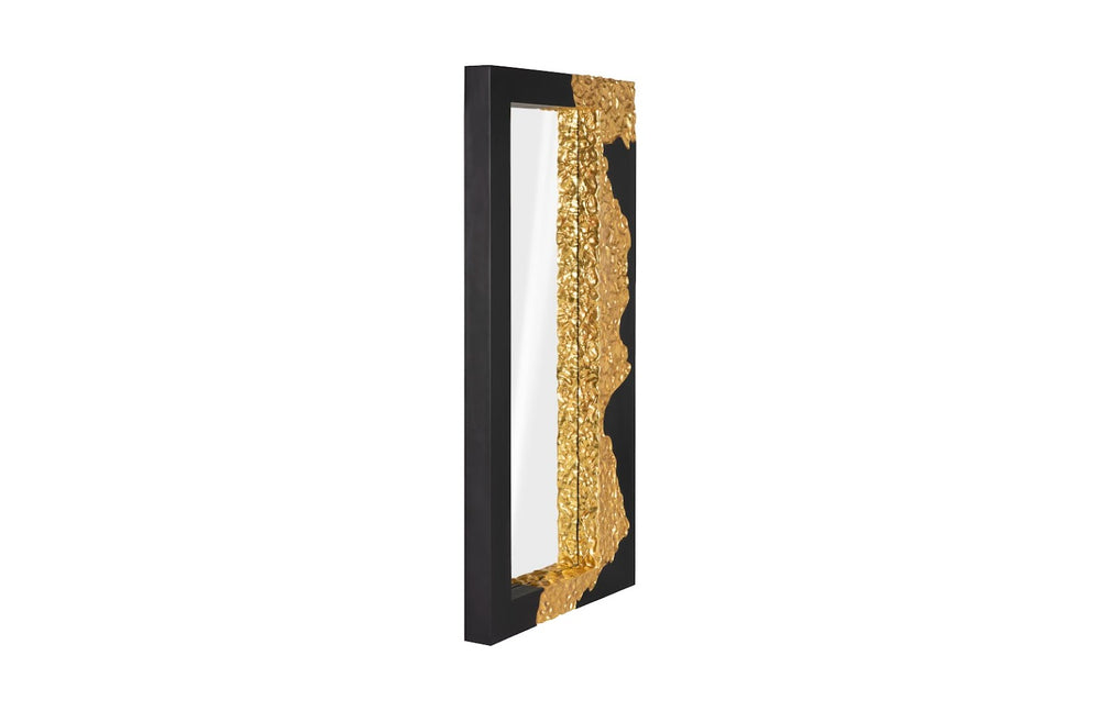 Phillips Collection Mercury Rectangular Mirror - Black & Gold Leaf, Sculptural Design for Entryways & Living Spaces PH112040