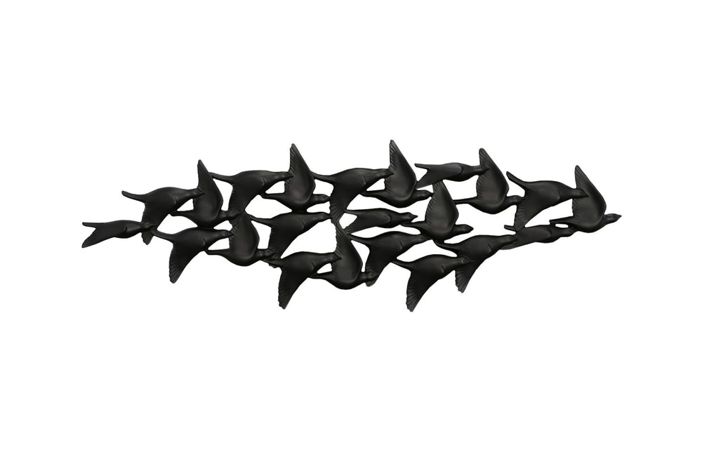 Phillips Collection Flock Of Birds Wall Art, Artisan-grade Resin Décor For Unique Depth And Stylish Migration Theme Black Resin Ph112985