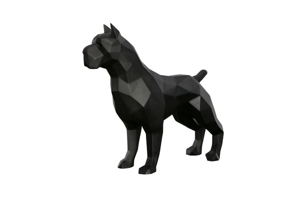 Phillips Collection Pitbull Facet Sculpture In Matte Black - Bold Artisan-grade Resin Decor For Modern Interiors Black Resin,Resin Composite Ph112992