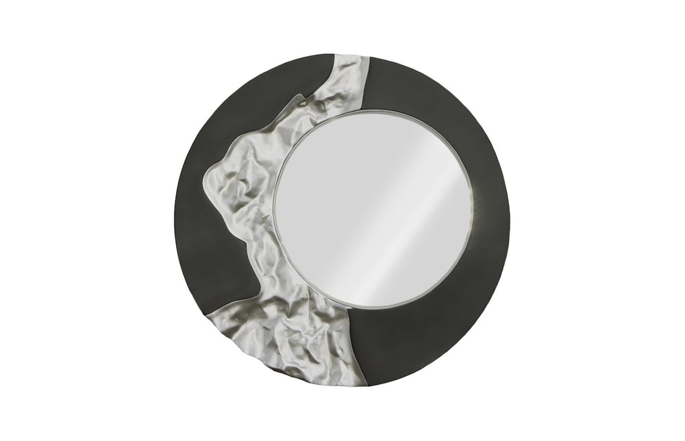 Phillips Collection Mercury Round Decorative Mirror With Unique Fluted Frame – Modern Organic Style For Any Space Black,Silver Resin Ph113441