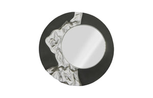 Phillips Collection Mercury Round Decorative Mirror With Unique Fluted Frame – Modern Organic Style For Any Space Black,Silver Resin Ph113441