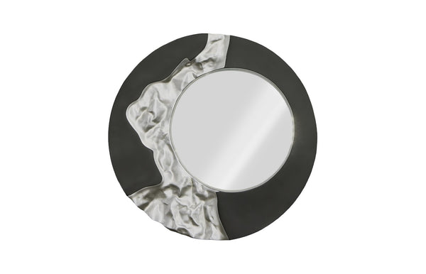 Phillips Collection Mercury Round Decorative Mirror With Unique Fluted Frame – Modern Organic Style For Any Space Black,Silver Resin Ph113441