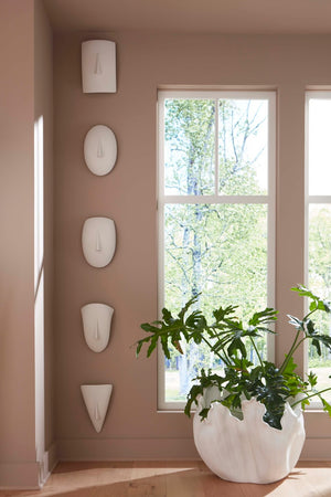 Phillips Collection Geometric Wall Art Set of 5 - Timeless Cycladic Faces in White Stone for Modern Interiors PH113715