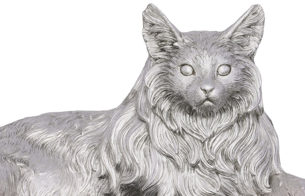Phillips Collection Cat Sculpture In Stunning Silver Leaf Finish – Artisan Crafted Resin Décor For Cat Lovers Silver Resin Ph113917