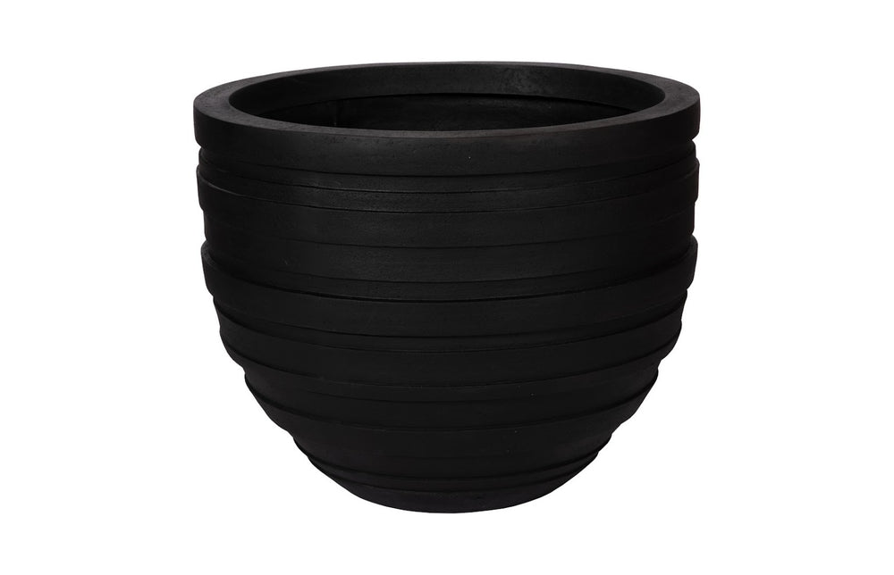 Phillips Collection June Matte Black Planter - Sculptural Resin Composite, Lightweight, Contemporary Design for Indoor/Outdoor PH114651