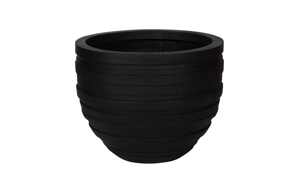 Phillips Collection June Small Black Planter - Contemporary Matte Finish with Sculptural Texture for Indoor & Outdoor Use PH114652