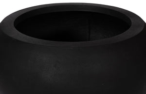 Phillips Collection Rounded Large Planter - Stylish Black Stone Cast Resin For Indoor & Outdoor Use, Durable & Modern Black Resin Ph114676