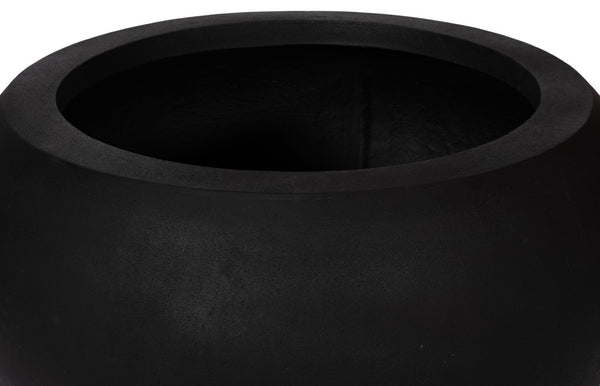 Phillips Collection Rounded Large Planter - Stylish Black Stone Cast Resin For Indoor & Outdoor Use, Durable & Modern Black Resin Ph114676