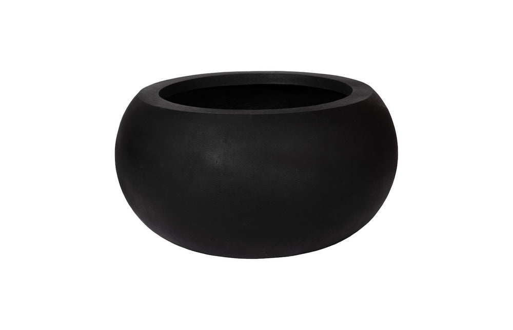 Phillips Collection Rounded Large Planter - Stylish Black Stone Cast Resin For Indoor & Outdoor Use, Durable & Modern Black Resin Ph114676