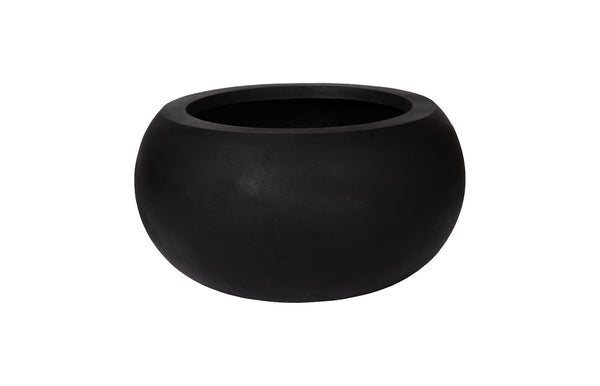 Phillips Collection Rounded Large Planter - Stylish Black Stone Cast Resin For Indoor & Outdoor Use, Durable & Modern Black Resin Ph114676