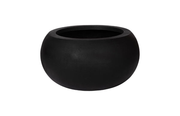 Phillips Collection Rounded Matte Black Stone Resin Planter Sculptural Indoor Outdoor Statement Pot PH114676
