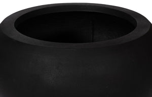Phillips Collection Rounded Matte Black Stone Resin Planter Sculptural Indoor Outdoor Statement Pot PH114676