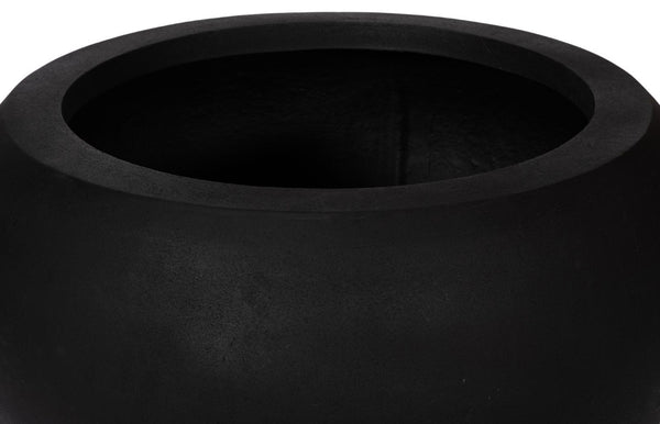 Phillips Collection Rounded Matte Black Stone Resin Planter Sculptural Indoor Outdoor Statement Pot PH114676