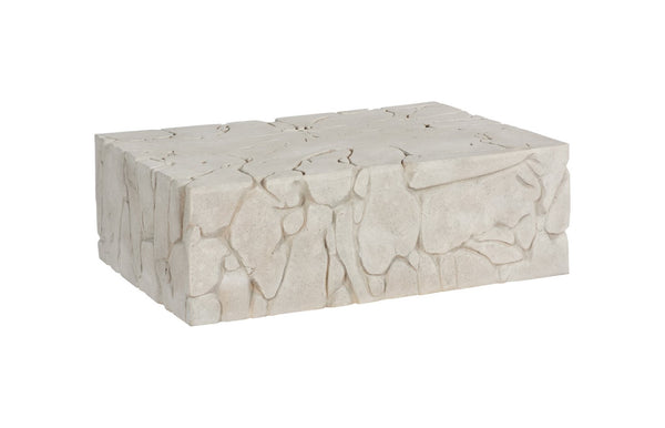 Phillips Collection Chunk Coffee Table - Durable Rectangle Roman Stone Design For Indoor & Outdoor Living Spaces Off White Resin Ph115148