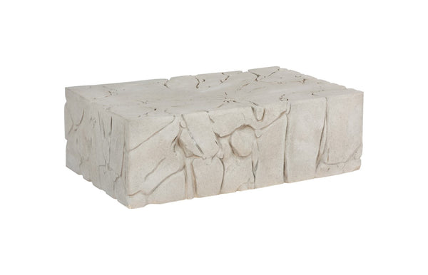 Phillips Collection Chunk Coffee Table - Durable Rectangle Roman Stone Design For Indoor & Outdoor Living Spaces Off White Resin Ph115148
