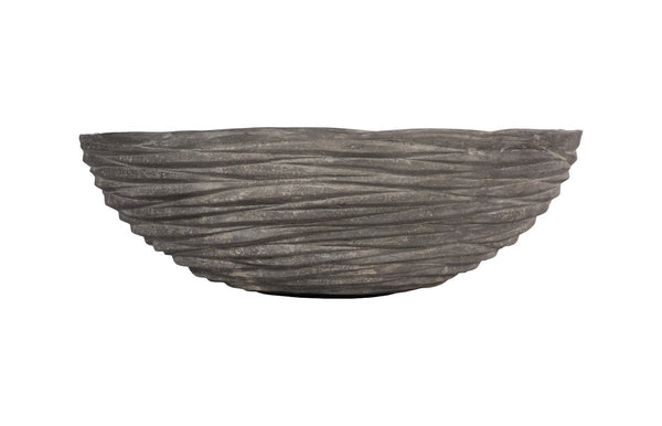 Phillips Collection Waves Bowl, Large Gray Decorative Piece Inspired By Nature's Patterns For Modern Home Decor Gray Resin Composite Ph115254