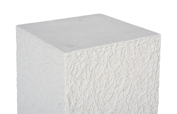 Phillips Collection String Theory Pedestal - Modern Organic Accent Stand for Sculptures & Planters in Gleaming Finish White Stone, Small PH115673