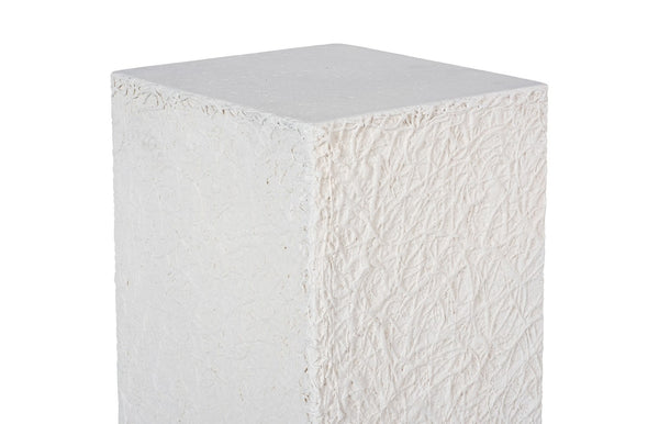 Phillips Collection String Theory Pedestal - Modern Organic Accent Stand for Sculptures & Planters in Gleaming Finish White Stone, Medium PH115674