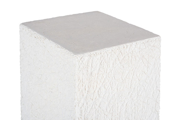 Phillips Collection String Theory Pedestal - Modern Organic Accent Stand for Sculptures & Planters in Gleaming Finish White Stone, Large PH115675