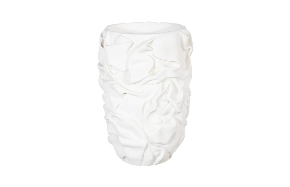 Phillips Collection Drape Planter, White Stone Finish - Hypnotizing Fabric-like Texture For Stylish Home Décor White Resin,Stone Composite Ph115678
