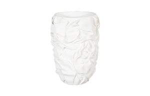 Phillips Collection Drape Planter, White Stone Finish - Hypnotizing Fabric-like Texture For Stylish Home Décor White Resin,Stone Composite Ph115678