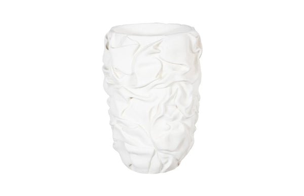 Phillips Collection Drape Planter, White Stone Finish - Hypnotizing Fabric-like Texture For Stylish Home Décor White Resin,Stone Composite Ph115678