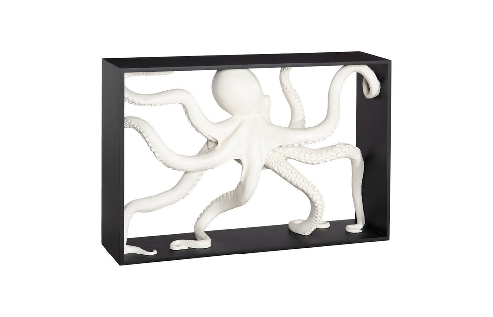 Phillips Collection Octo Framed Console Table - Sculptural Wood Design with White Resin Octopus for Stunning Interiors PH115679
