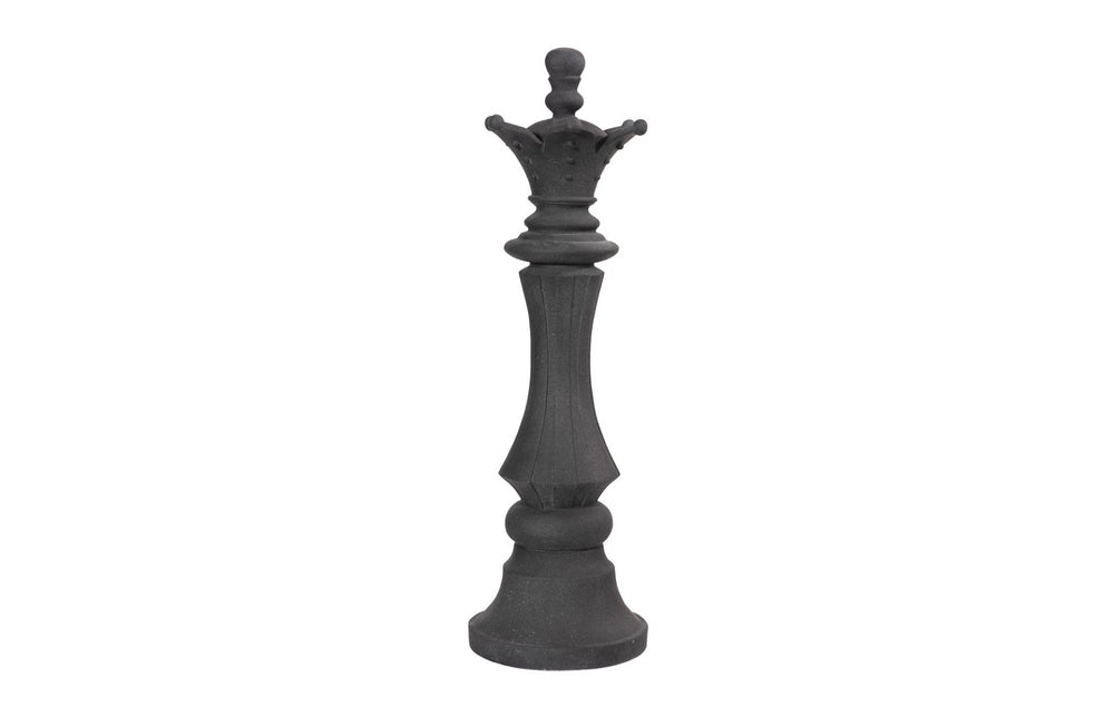 Phillips Collection Queen Chess Sculpture - Striking Black Cast Stone Art for Home & Garden - Timeless Elegance & Style PH115681