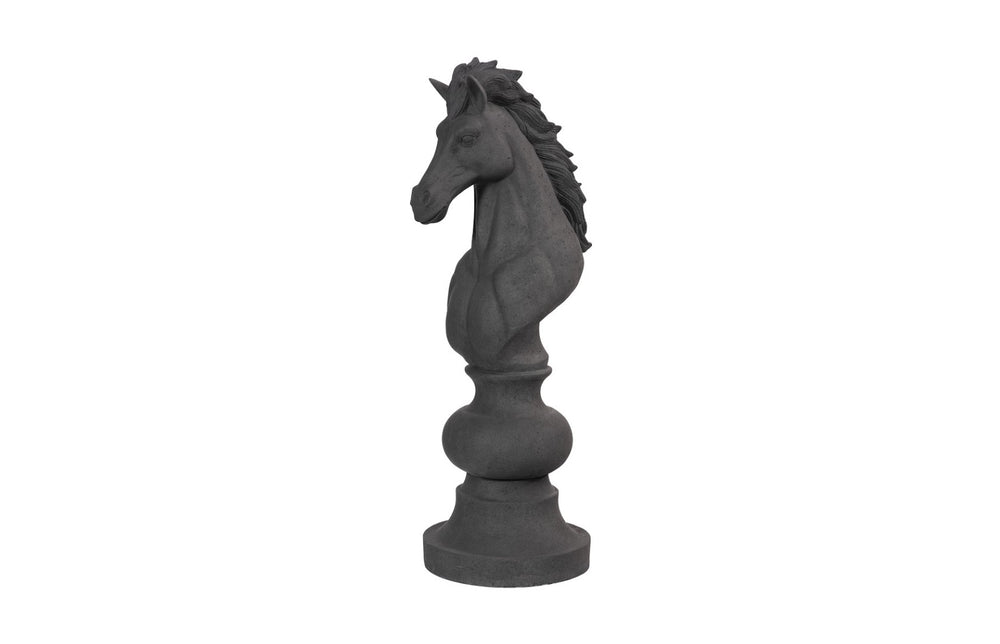 Phillips Collection Knight Chess Sculpture, Artisan-grade Cast Stone Piece For Indoor/Outdoor Game Enthusiasts Black Resin Composite Ph115683