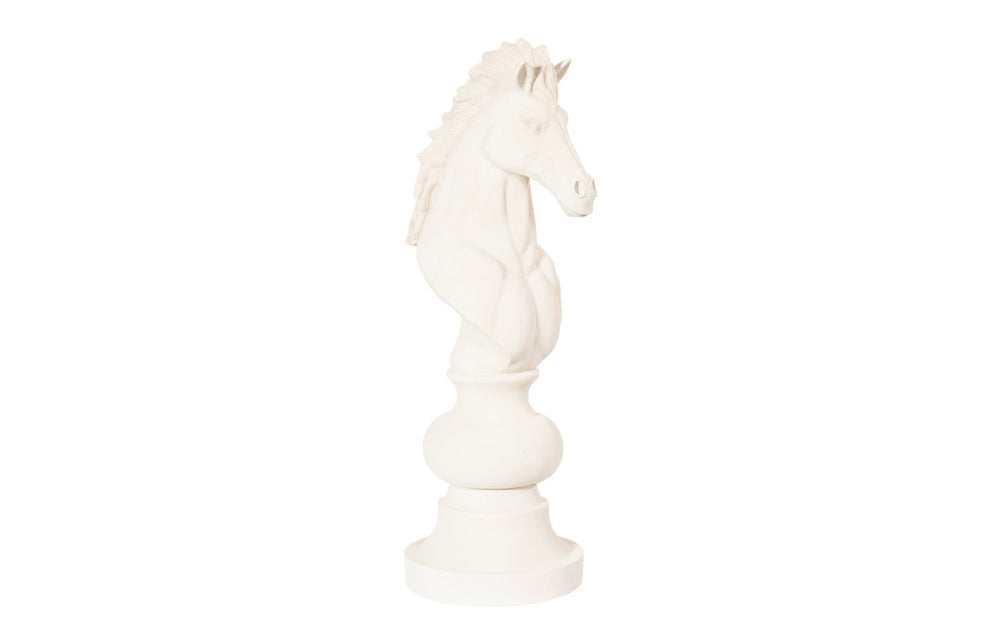 Phillips Collection Knight Chess Sculpture - Elegant White Cast Stone Accent for Indoor/Outdoor Décor & Gifts PH115687