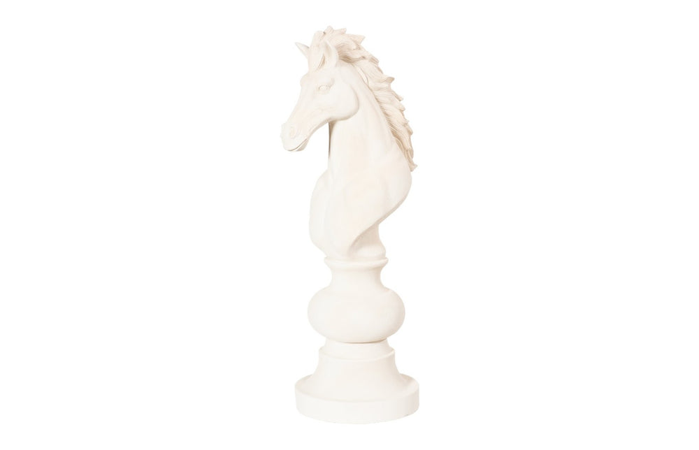 Phillips Collection Knight Chess Sculpture - Elegant White Cast Stone Accent for Indoor/Outdoor Décor & Gifts PH115687