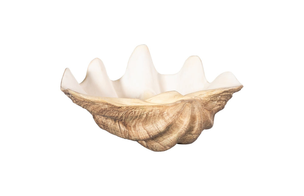 Phillips Collection Cast Clam Shell Bowl – Elegant Coastal Decor Piece For A Touch Of Ocean Charm In Your Home Beige,White Resin Ph115689