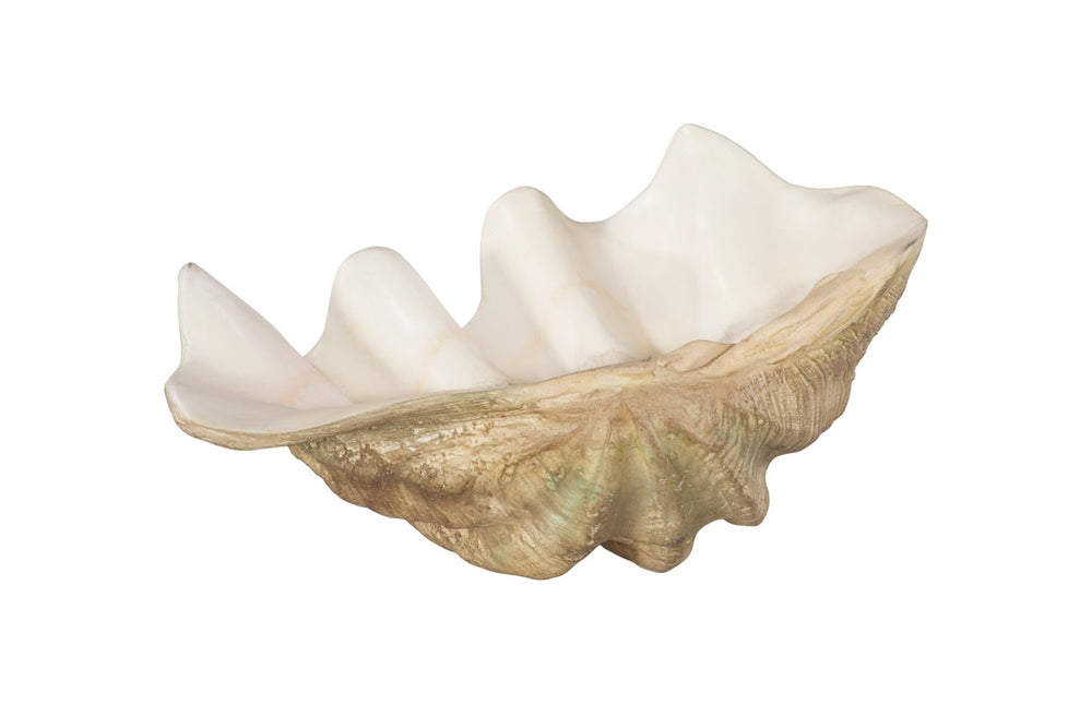 Phillips Collection Cast Clam Shell Bowl - Hand-Sculpted Faux Finish Decor for Coastal Homes, Elegant Accent Piece PH115690