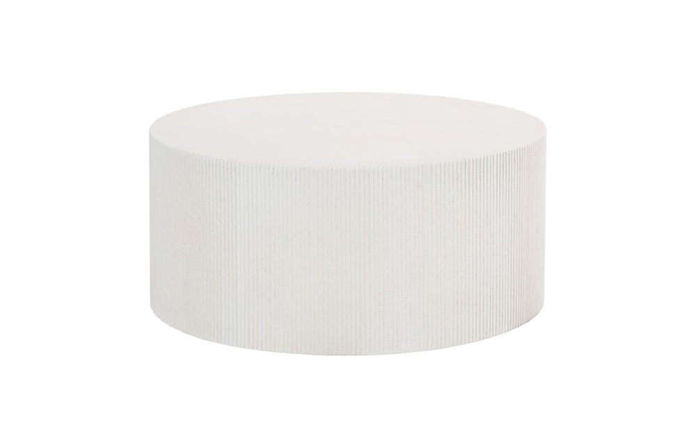 Phillips Collection Groovy Coffee Table – Modern White Stone Design With Unique Groove Edges For Indoor And Outdoor Use White Resin Ph115692