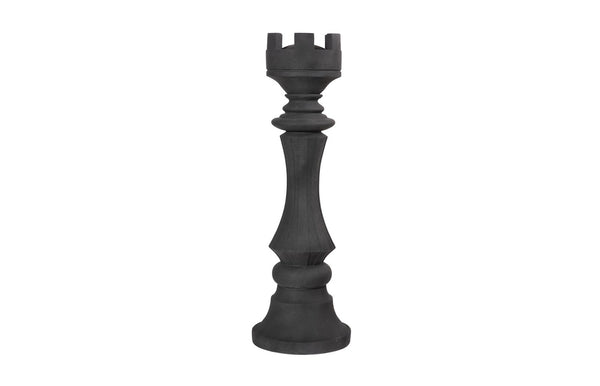 Phillips Collection Rook Chess Sculpture - Elegant Resin-Composite Design for Indoor and Outdoor Garden Decor Cast Stone Black PH115698