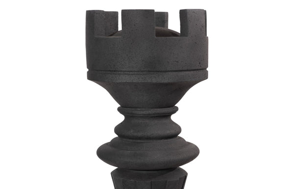 Phillips Collection Rook Chess Sculpture - Elegant Resin-Composite Design for Indoor and Outdoor Garden Decor Cast Stone Black PH115698