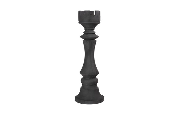Phillips Collection Rook Chess Sculpture - Elegant Resin-Composite Design for Indoor and Outdoor Garden Decor Cast Stone Black PH115698