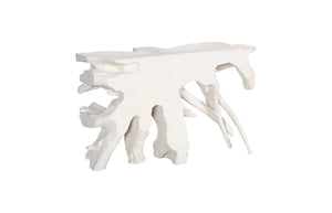 Phillips Collection Contour Cast Teak Root Console Table In White Stone - Durable, Nature-inspired Design For Modern Homes White Resin,Stone Composite Ph116154