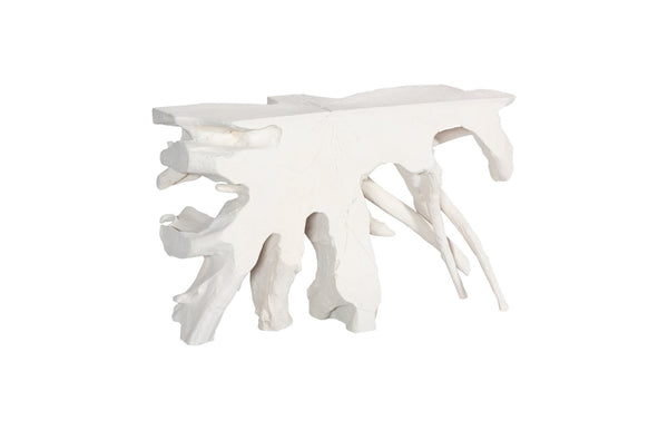 Phillips Collection Contour Cast Teak Root Console Table In White Stone - Durable, Nature-inspired Design For Modern Homes White Resin,Stone Composite Ph116154